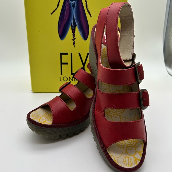 Fly London Women's Red Strap Sandals - Picture 2 of 8